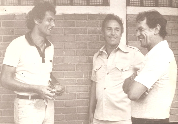 Três ex-craques: Pedro Rocha, Valdir Joaquim de Moraes e Telê Santana. Foto: arquivo de Valdir Joaquim de Moraes