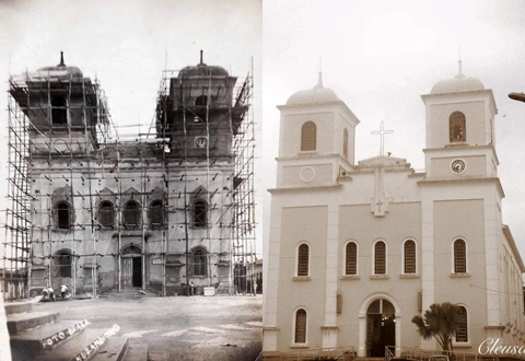 A Igreja Matriz de São José em construção e finalizada