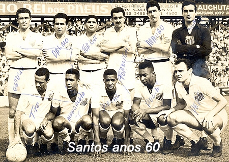 Em pé: Getúlio, Dalmo, Jorge, Formiga, Mauro e Silas (ex-goleiro do Madureira). Agachados: Tite, Mengálvio, Dorval (raridade, na posição de centroavante), Pelé (tão pensativo... deve ter feito uns cinco naquele dia) e Pepe