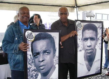 Lima e Mengálvio, no dia 30 de agosto de 2008, homenageados com a inauguração de dois vestiários do CT Meninos da Vila.