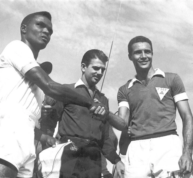 Antes de um duelo entre seleção carioca e seleção mineira: Zózimo, o árbitro Armando Marques e Procópio