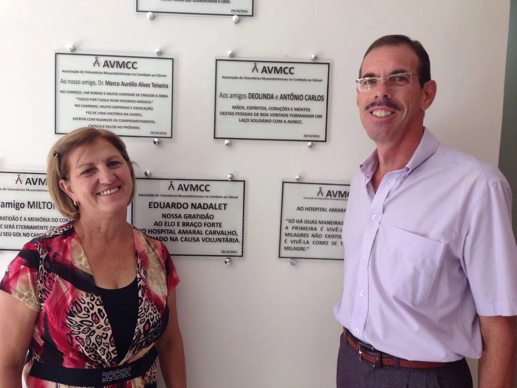 Silene Cerávolo Campedeli e Antonio Carlos Pestilli Fonseca na inauguração da nova casa de apoio ao Muzambinhense com Câncer de Jaú- SP, no dia 29 de outubro de 2016. Foto: Antonio Carlos Pestilli Fonseca