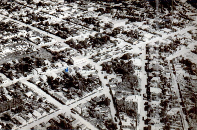 Vista aérea da cidade de Muzambinho, nos anos 60