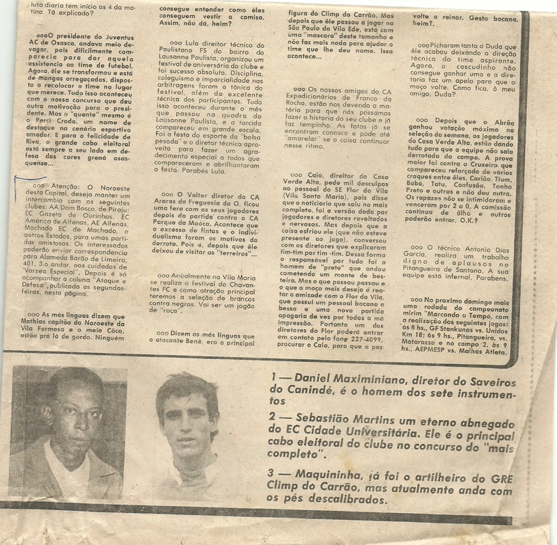 Em destaque, na Gazeta Esportiva do dia 30 de julho de 1973, menção a clubes da região Sul de MG.